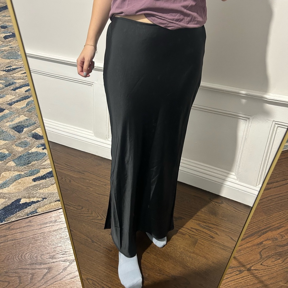 Old Navy Black Maxi Slip Skirt with Slit